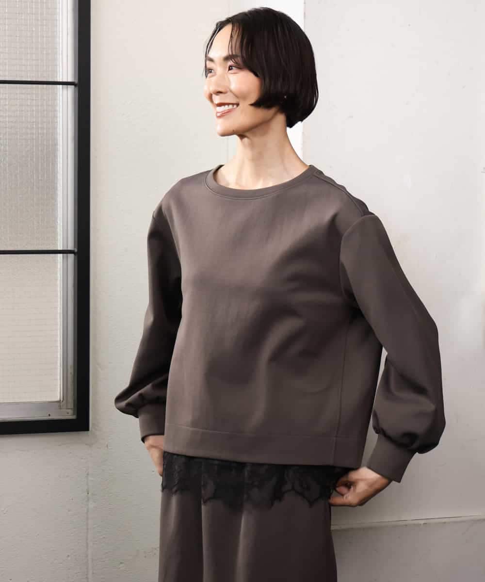 FMBAG02210 MICHEL KLEIN(ミッシェルクラン) [セットアップ対応]ダンボールニットフォルムプルオーバー チャコールブラウン