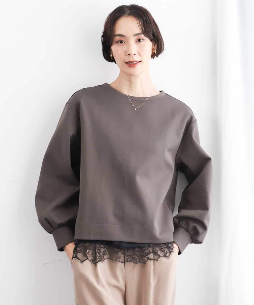 FMBAG02210 MICHEL KLEIN(ミッシェルクラン) [セットアップ対応]ダンボールニットフォルムプルオーバー チャコールブラウン