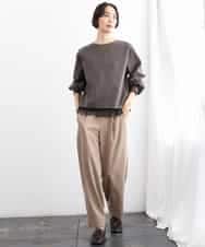 FMBAG02210 MICHEL KLEIN(ミッシェルクラン) [セットアップ対応]ダンボールニットフォルムプルオーバー チャコールブラウン