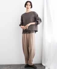 FMBAG02210 MICHEL KLEIN(ミッシェルクラン) [セットアップ対応]ダンボールニットフォルムプルオーバー チャコールブラウン