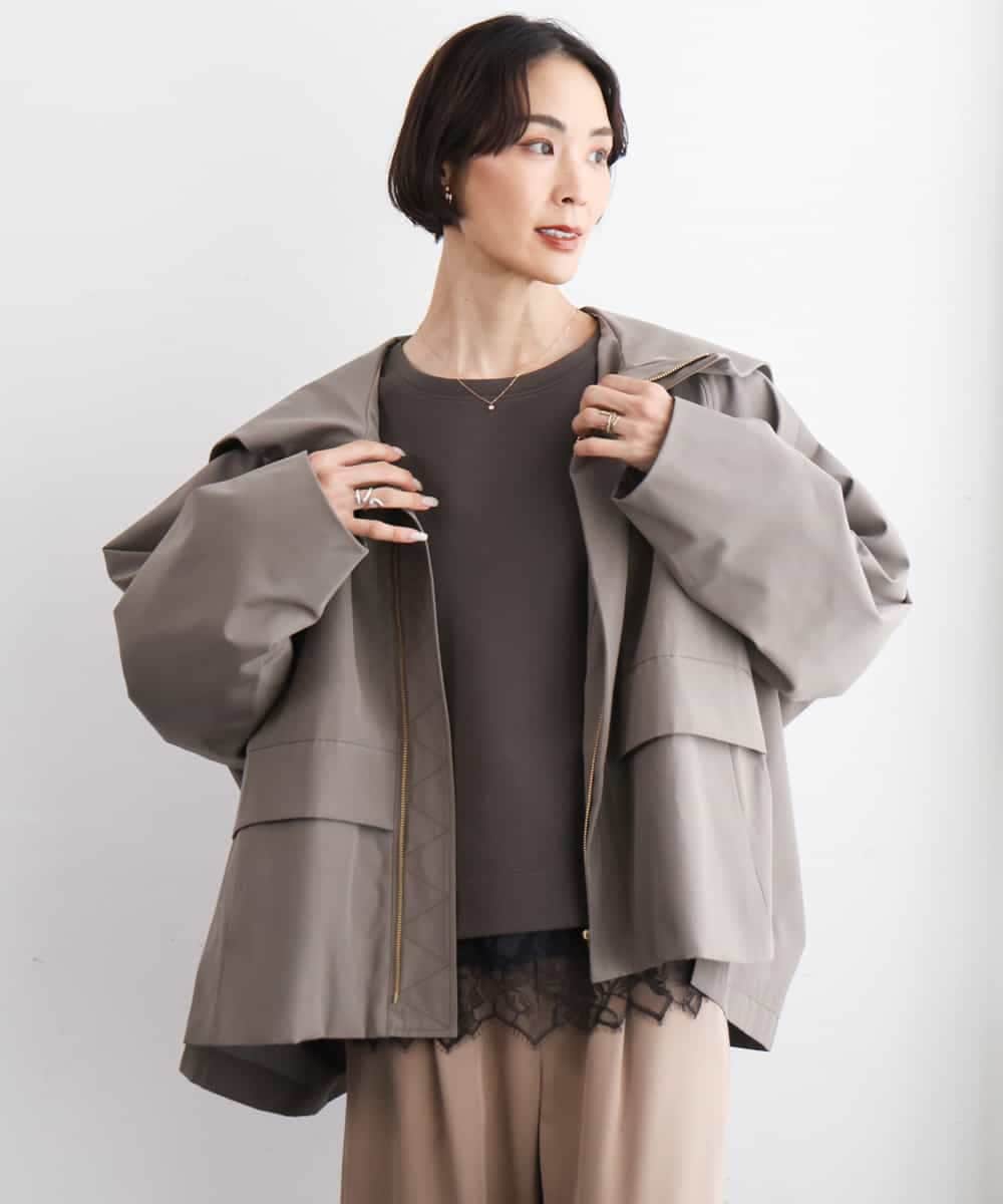 FMBAG02210 MICHEL KLEIN(ミッシェルクラン) [セットアップ対応]ダンボールニットフォルムプルオーバー チャコールブラウン