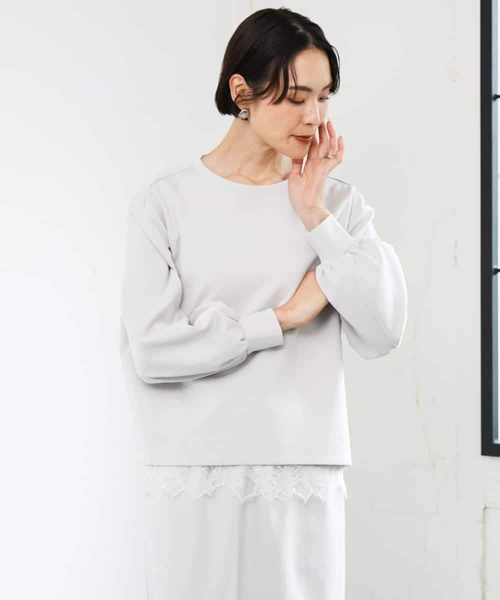 FMBAG02210 MICHEL KLEIN(ミッシェルクラン) [セットアップ対応]ダンボールニットフォルムプルオーバー チャコールブラウン