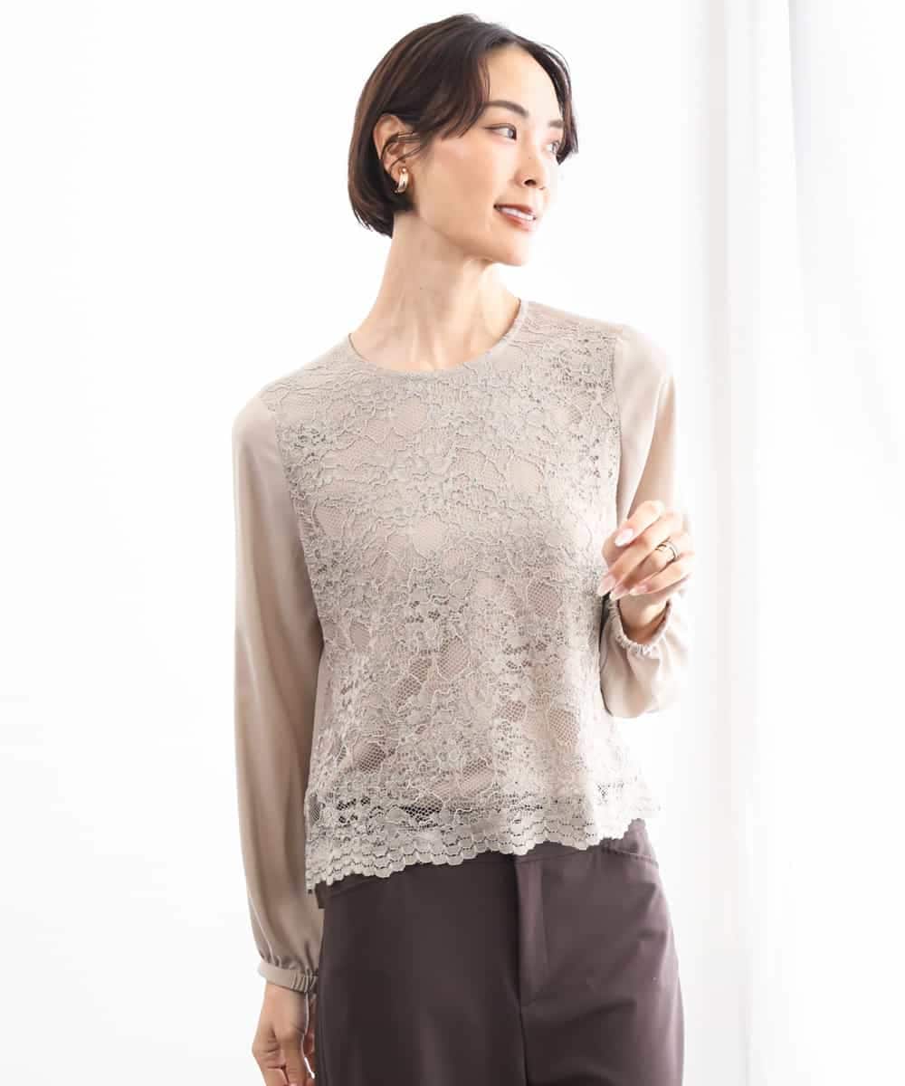 FMBAG04190 MICHEL KLEIN(ミッシェルクラン) フロントレースブラウス ベージュ