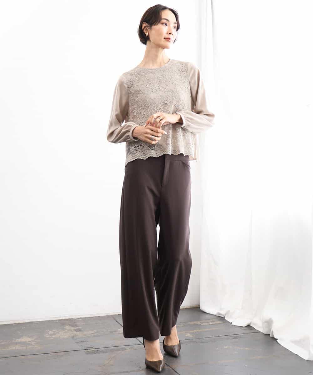 FMBAG04190 MICHEL KLEIN(ミッシェルクラン) フロントレースブラウス ベージュ