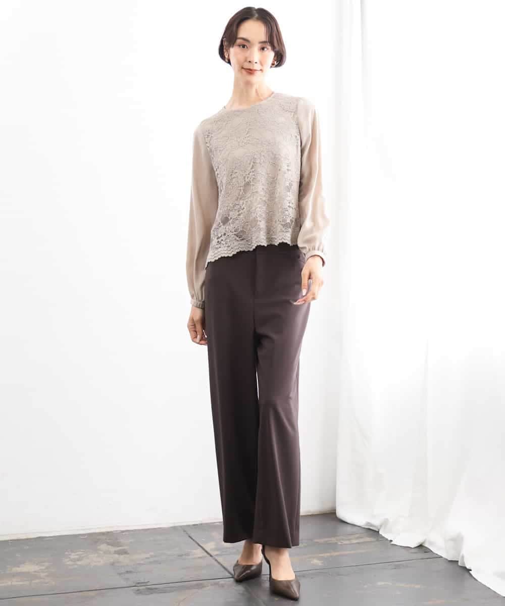FMBAG04190 MICHEL KLEIN(ミッシェルクラン) フロントレースブラウス ベージュ