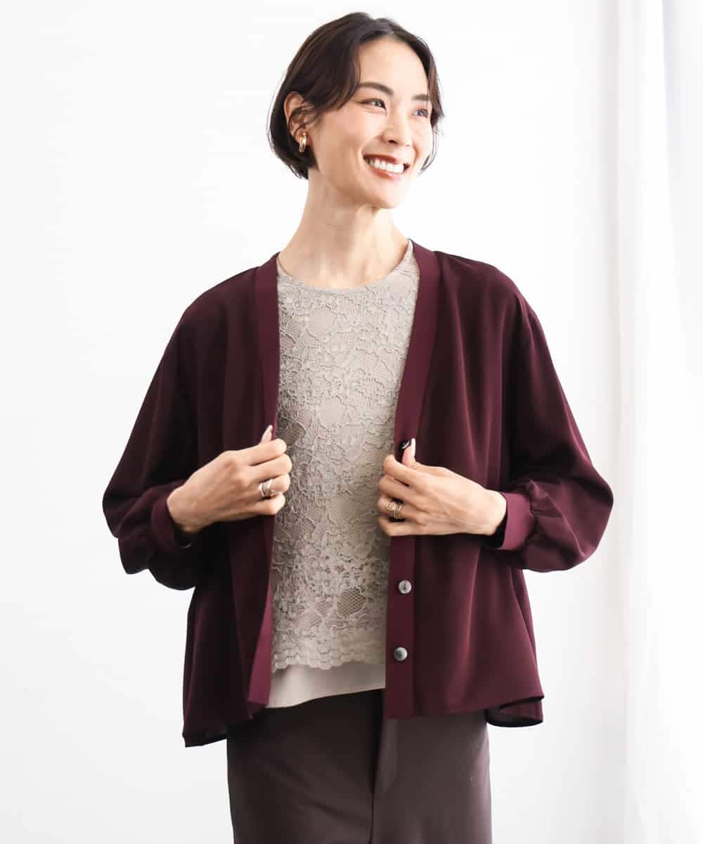 FMBAG04190 MICHEL KLEIN(ミッシェルクラン) フロントレースブラウス ベージュ