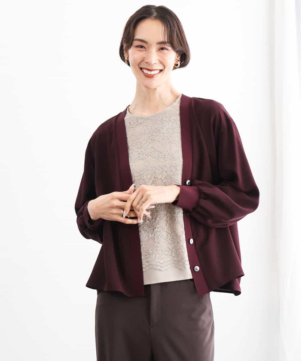 FMBAG04190 MICHEL KLEIN(ミッシェルクラン) フロントレースブラウス ベージュ