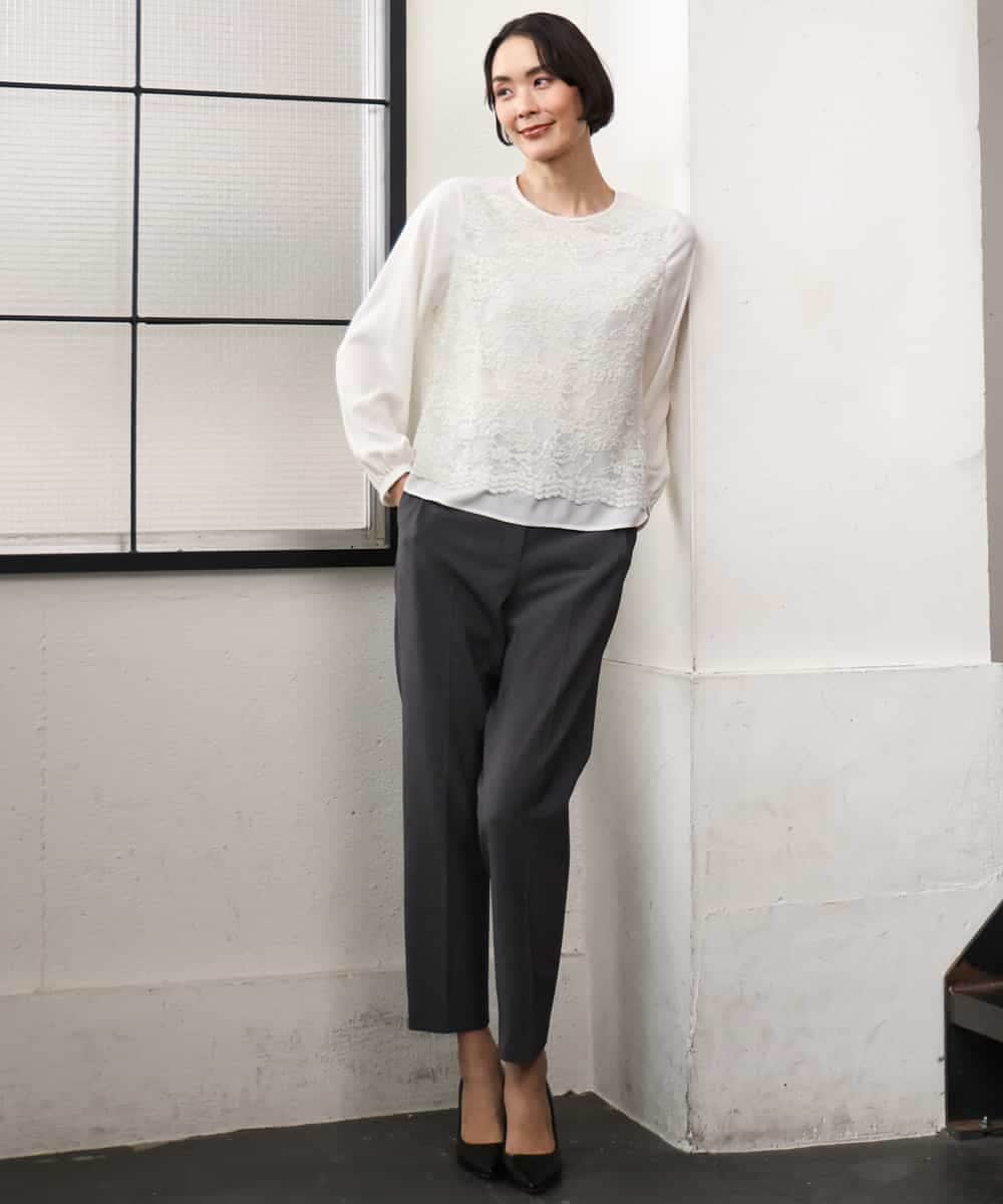 FMBAG04190 MICHEL KLEIN(ミッシェルクラン) フロントレースブラウス ベージュ