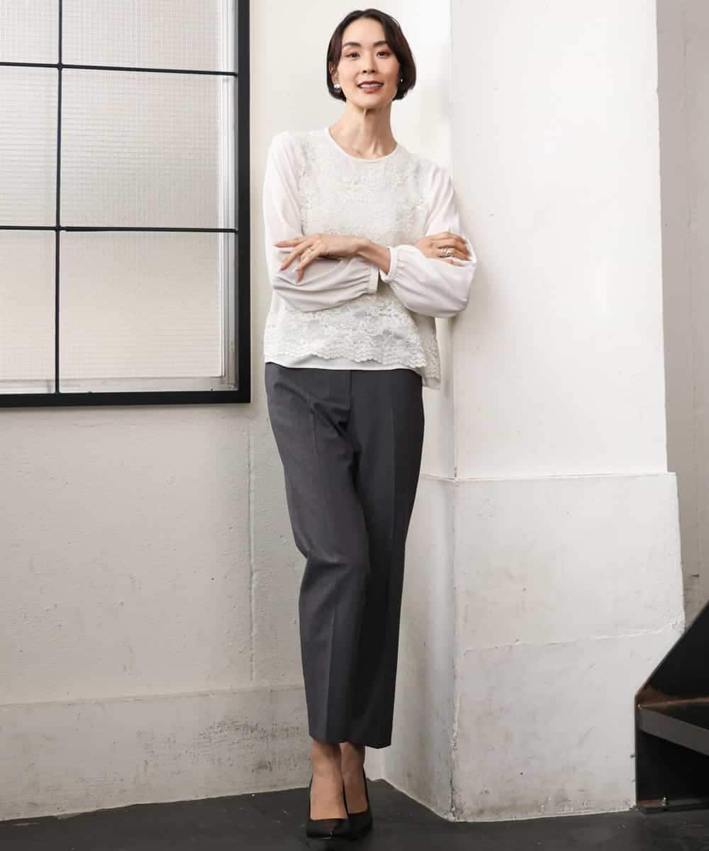 FMBAG04190 MICHEL KLEIN(ミッシェルクラン) フロントレースブラウス ベージュ