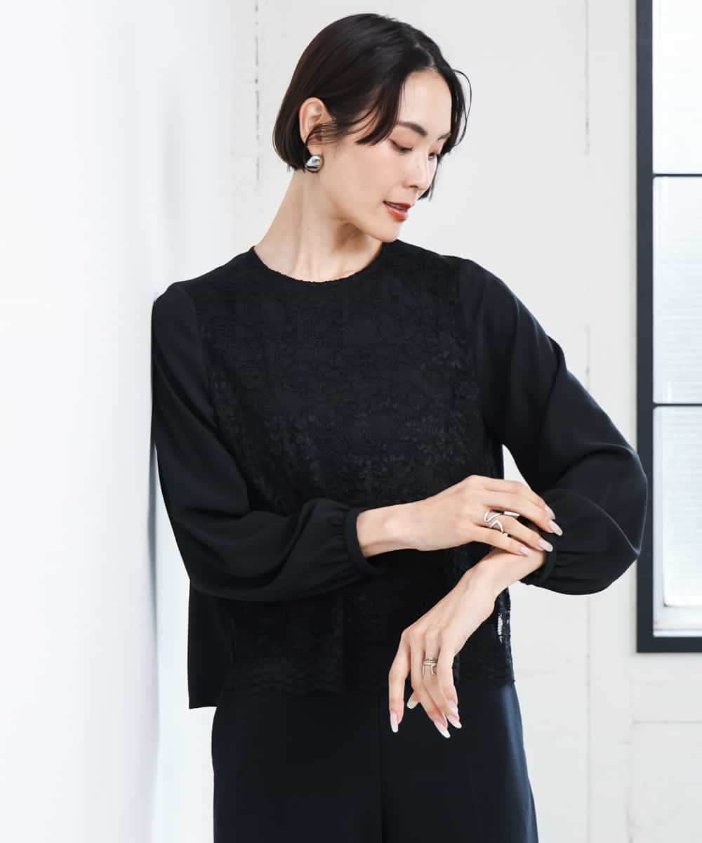FMBAG04190 MICHEL KLEIN(ミッシェルクラン) フロントレースブラウス ベージュ