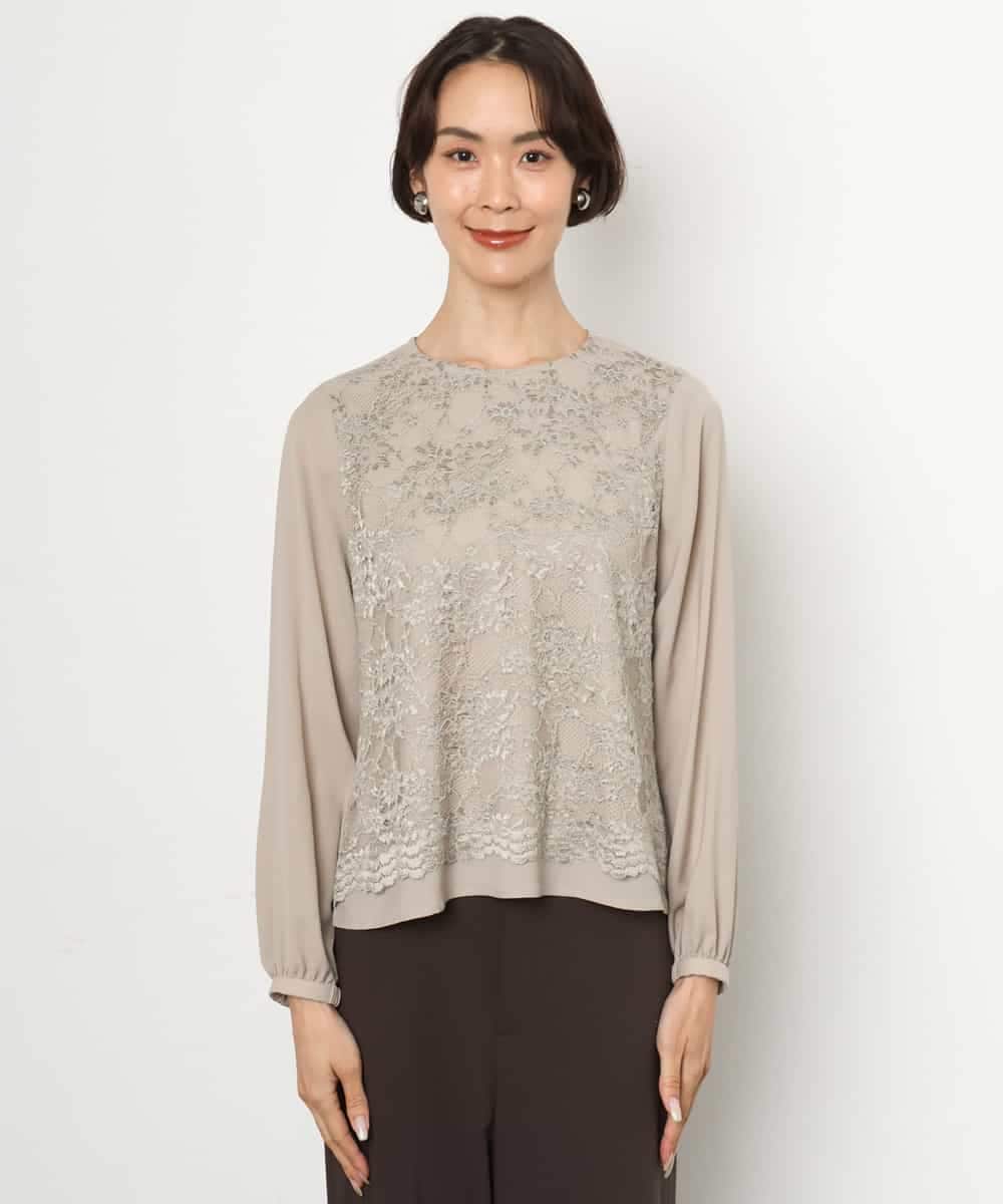 FMBAG04190 MICHEL KLEIN(ミッシェルクラン) フロントレースブラウス ベージュ