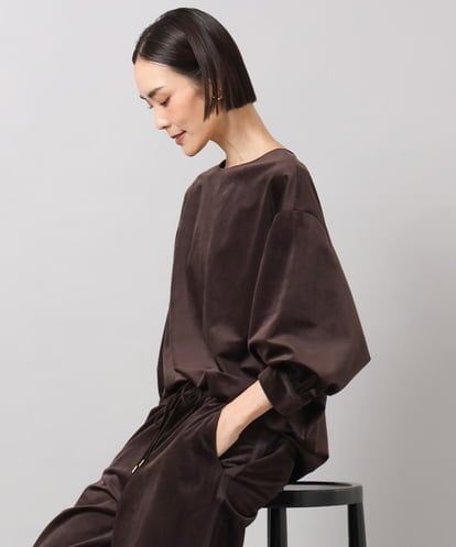 FMBAG06210 MICHEL KLEIN [セットアップ対応]ベロアボリュームスリーブプルオーバー