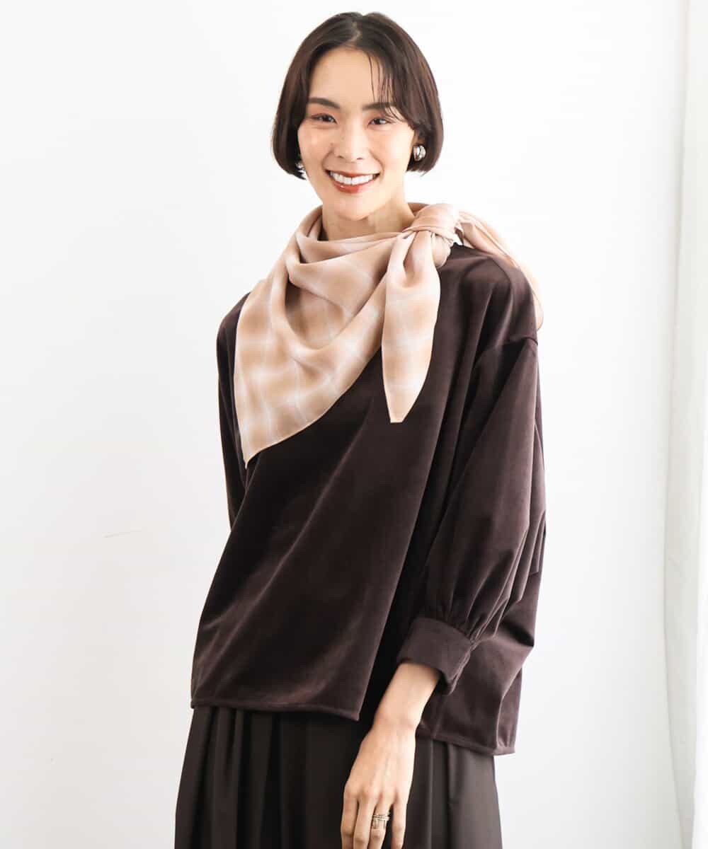 FMBAG06210 MICHEL KLEIN(ミッシェルクラン) [セットアップ対応]ベロアボリュームスリーブプルオーバー ブラウン