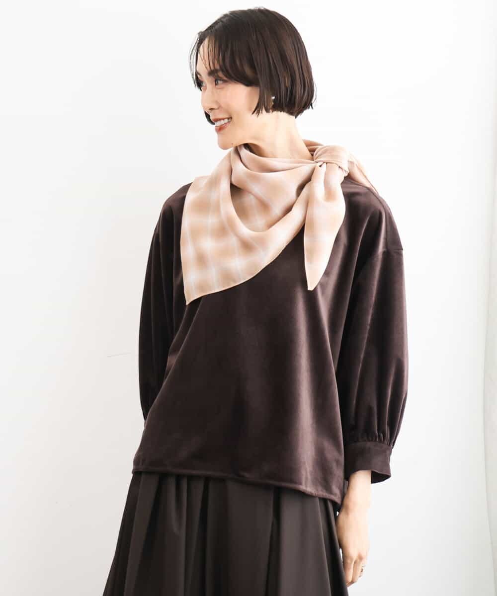 FMBAG06210 MICHEL KLEIN(ミッシェルクラン) [セットアップ対応]ベロアボリュームスリーブプルオーバー ブラウン