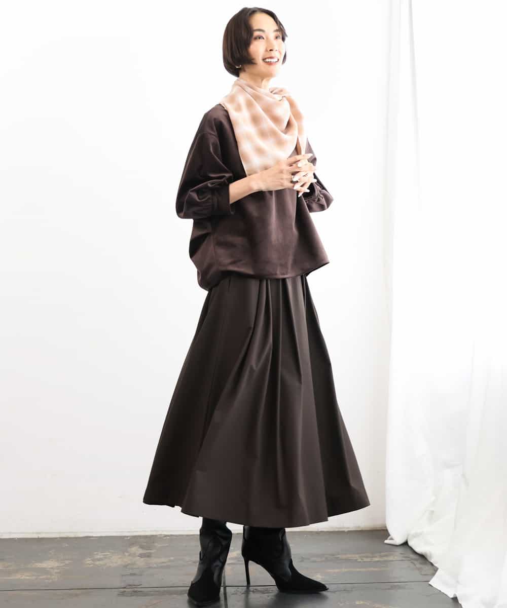 FMBAG06210 MICHEL KLEIN(ミッシェルクラン) [セットアップ対応]ベロアボリュームスリーブプルオーバー ブラウン