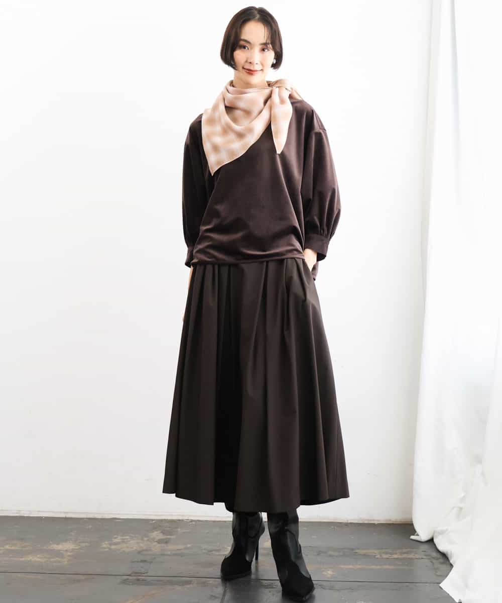 FMBAG06210 MICHEL KLEIN(ミッシェルクラン) [セットアップ対応]ベロアボリュームスリーブプルオーバー ブラウン