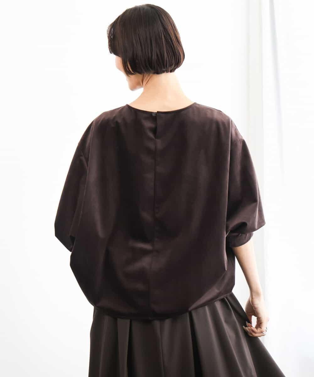 FMBAG06210 MICHEL KLEIN(ミッシェルクラン) [セットアップ対応]ベロアボリュームスリーブプルオーバー ブラウン