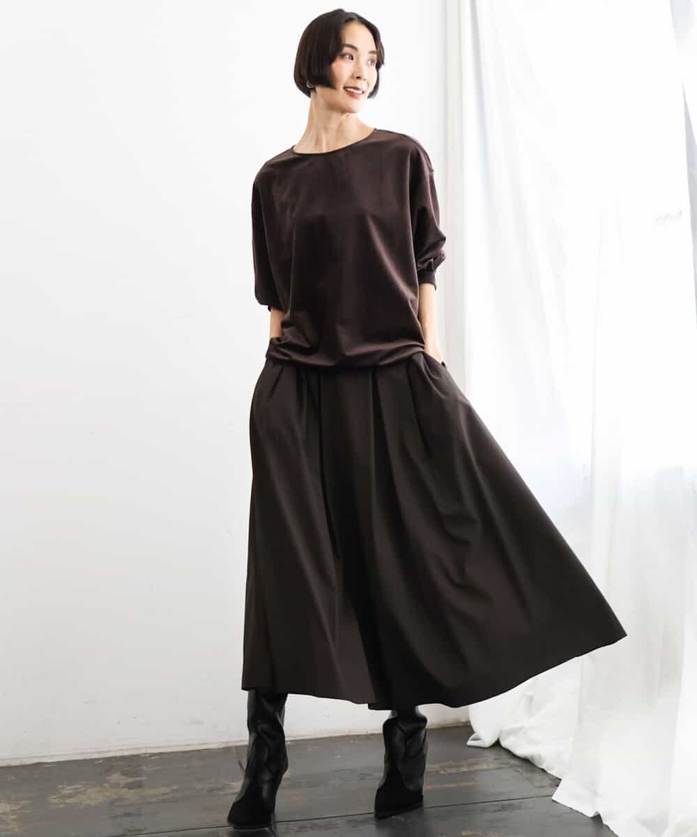 FMBAG06210 MICHEL KLEIN(ミッシェルクラン) [セットアップ対応]ベロアボリュームスリーブプルオーバー ブラウン