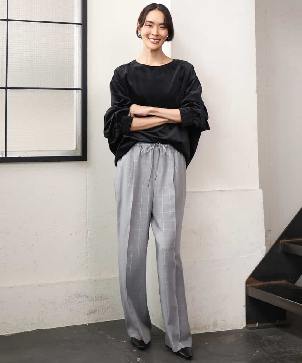FMBAG06210 MICHEL KLEIN(ミッシェルクラン) [セットアップ対応]ベロアボリュームスリーブプルオーバー ブラウン