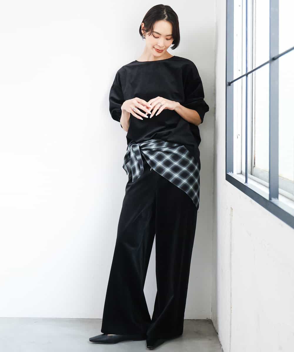 FMBAG06210 MICHEL KLEIN(ミッシェルクラン) [セットアップ対応]ベロアボリュームスリーブプルオーバー ブラウン