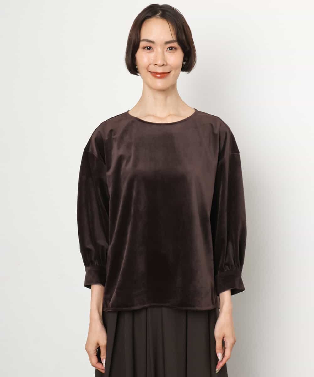 FMBAG06210 MICHEL KLEIN(ミッシェルクラン) [セットアップ対応]ベロアボリュームスリーブプルオーバー ブラウン