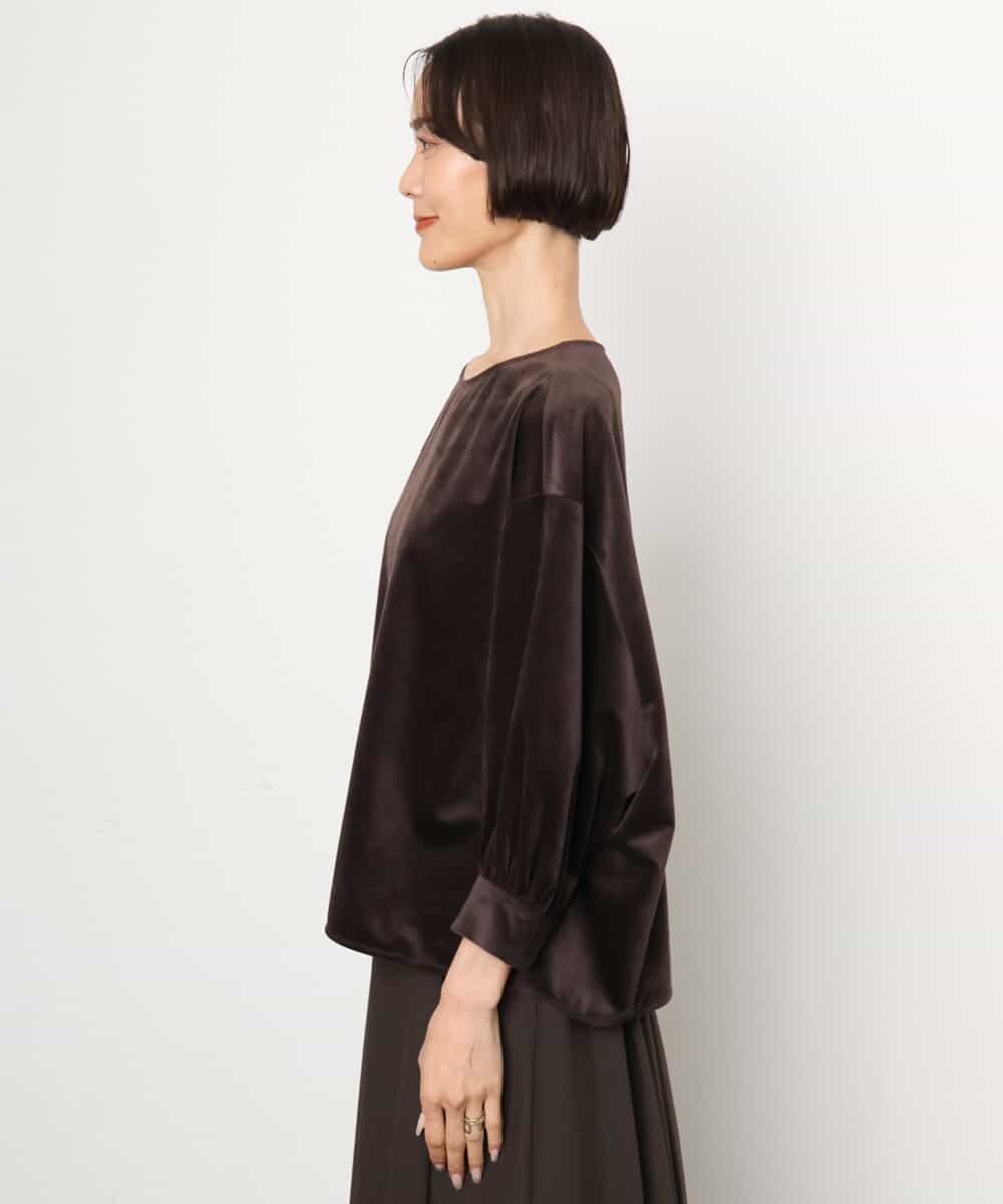 FMBAG06210 MICHEL KLEIN(ミッシェルクラン) [セットアップ対応]ベロアボリュームスリーブプルオーバー ブラウン