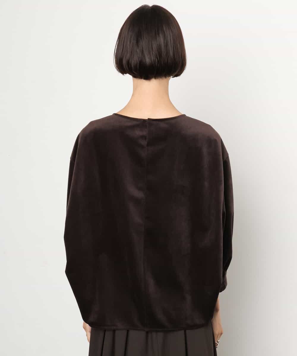 FMBAG06210 MICHEL KLEIN(ミッシェルクラン) [セットアップ対応]ベロアボリュームスリーブプルオーバー ブラウン