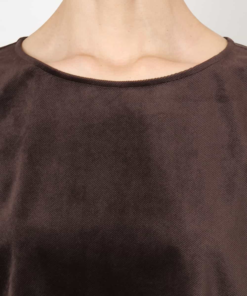 FMBAG06210 MICHEL KLEIN(ミッシェルクラン) [セットアップ対応]ベロアボリュームスリーブプルオーバー ブラウン
