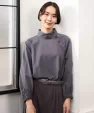 FMBAG06230 MICHEL KLEIN(ミッシェルクラン) スタンドカラーブラウス ライトブルー