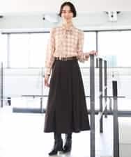 FMBAG07220 MICHEL KLEIN(ミッシェルクラン) [セットアップ対応]リボンチェックブラウス オレンジ
