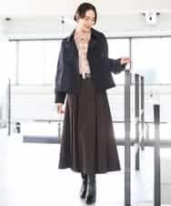 FMBAG07220 MICHEL KLEIN(ミッシェルクラン) [セットアップ対応]リボンチェックブラウス オレンジ