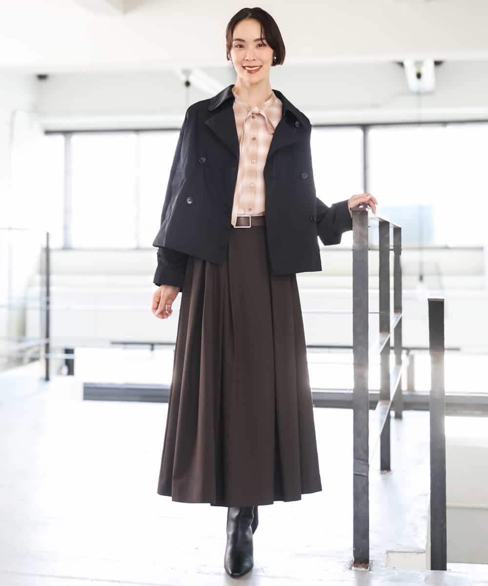 FMBAG07220 MICHEL KLEIN(ミッシェルクラン) [セットアップ対応]リボンチェックブラウス オレンジ
