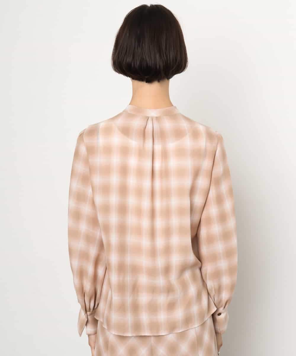 FMBAG07220 MICHEL KLEIN(ミッシェルクラン) [セットアップ対応]リボンチェックブラウス オレンジ