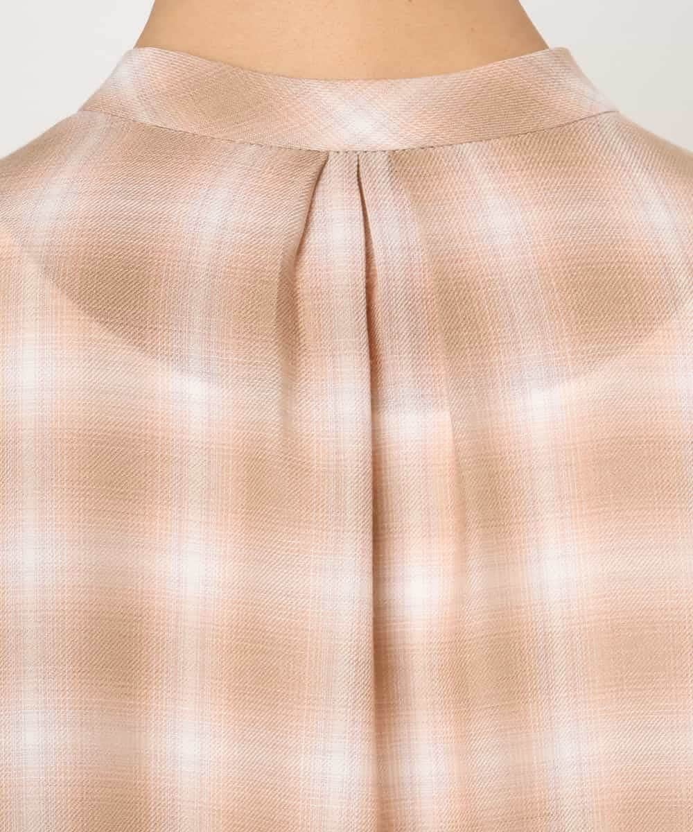 FMBAG07220 MICHEL KLEIN(ミッシェルクラン) [セットアップ対応]リボンチェックブラウス オレンジ