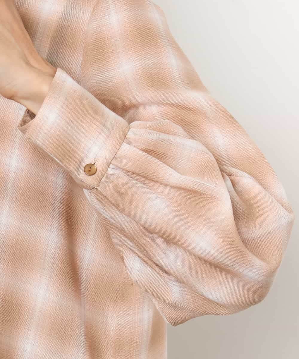 FMBAG07220 MICHEL KLEIN(ミッシェルクラン) [セットアップ対応]リボンチェックブラウス オレンジ