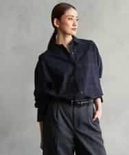 FMBAG20250 MICHEL KLEIN(ミッシェルクラン) [セットアップ対応]チェックコーデュロイシャツ ネイビー