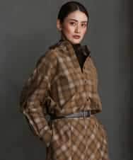 FMBAG20250 MICHEL KLEIN(ミッシェルクラン) [セットアップ対応]チェックコーデュロイシャツ ネイビー
