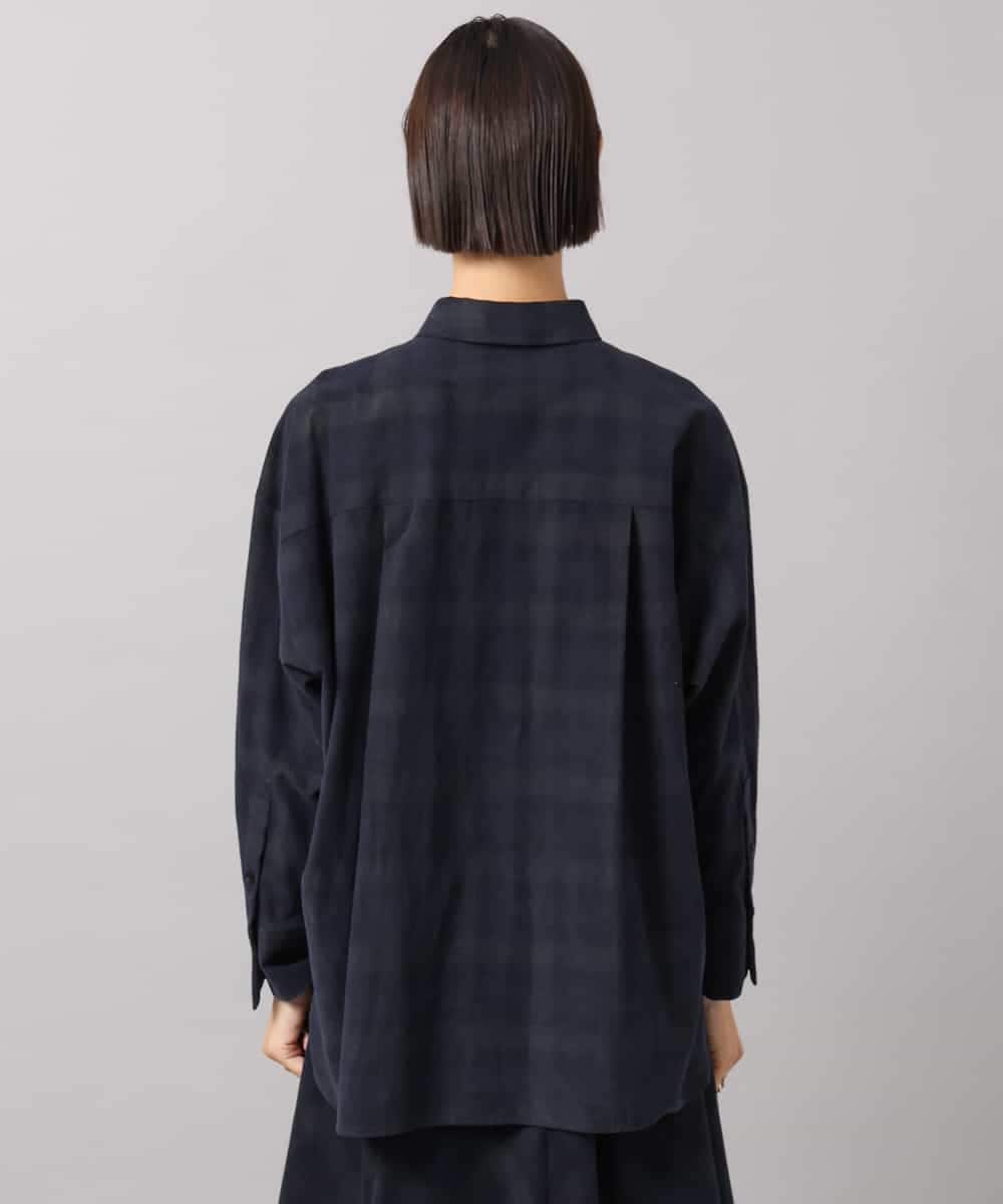 FMBAG20250 MICHEL KLEIN(ミッシェルクラン) [セットアップ対応]チェックコーデュロイシャツ ネイビー