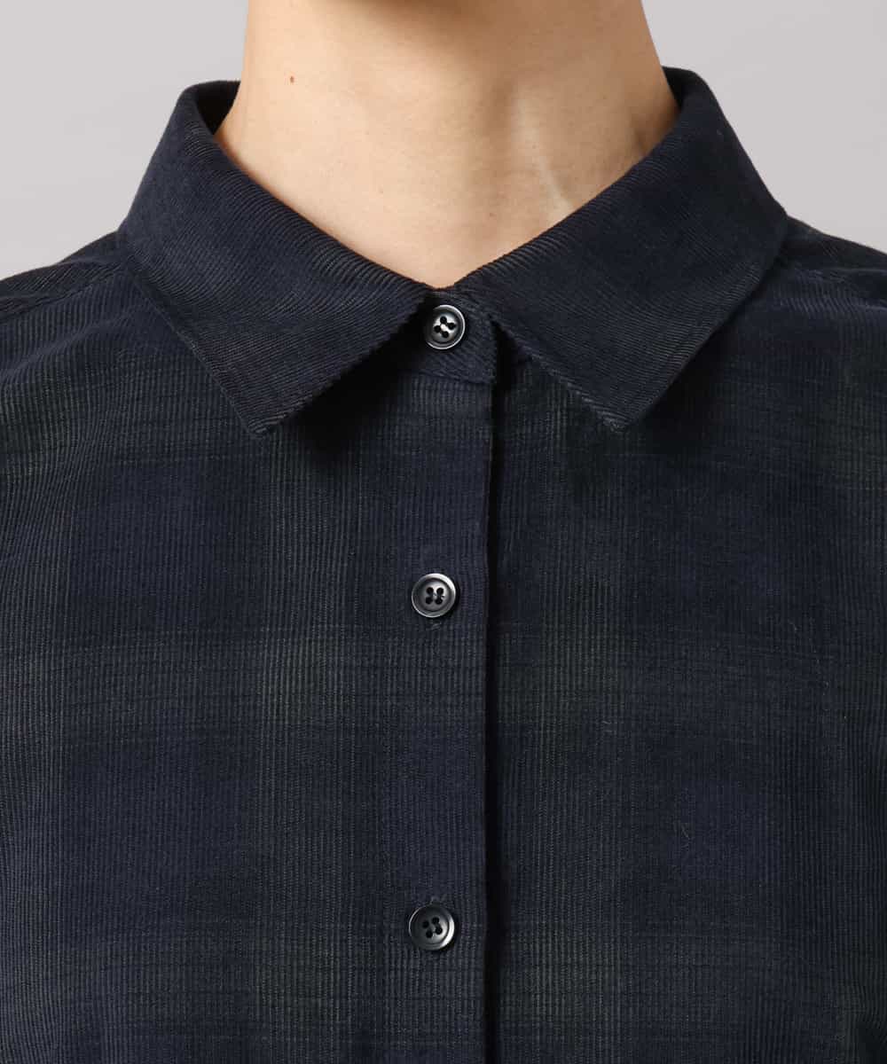 FMBAG20250 MICHEL KLEIN(ミッシェルクラン) [セットアップ対応]チェックコーデュロイシャツ ネイビー