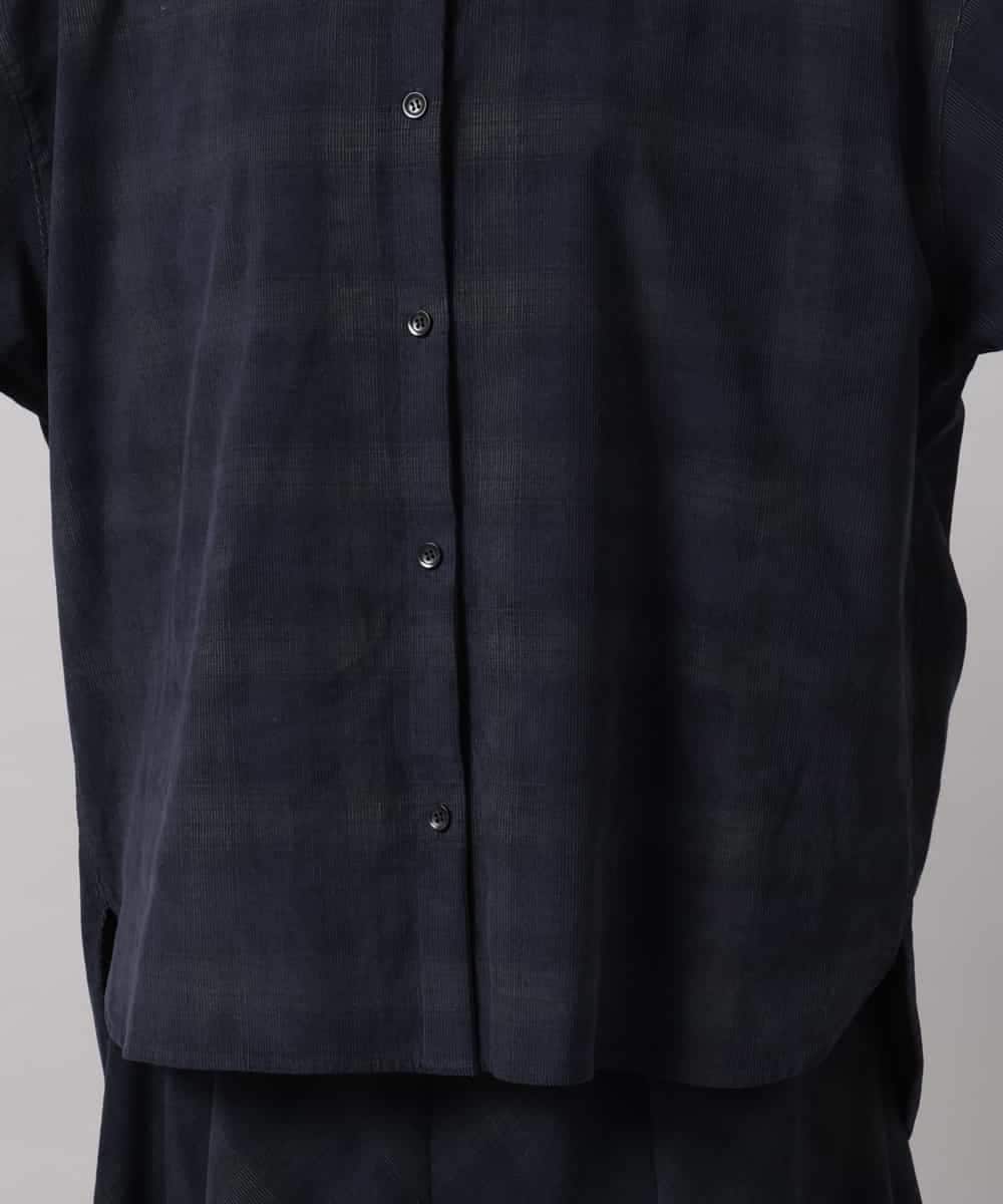 FMBAG20250 MICHEL KLEIN(ミッシェルクラン) [セットアップ対応]チェックコーデュロイシャツ ネイビー