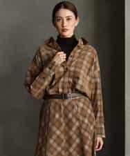 FMBAG20250 MICHEL KLEIN(ミッシェルクラン) [セットアップ対応]チェックコーデュロイシャツ ベージュ