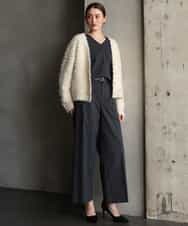 FMBAG21230 MICHEL KLEIN(ミッシェルクラン) [セットアップ対応]ラメストライプブラウス ダークグレー