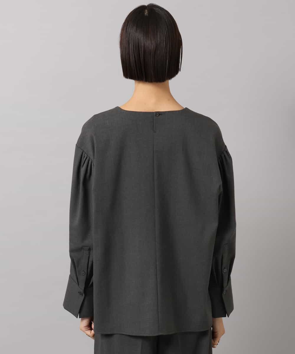 FMBAG21230 MICHEL KLEIN(ミッシェルクラン) [セットアップ対応]ラメストライプブラウス ダークグレー