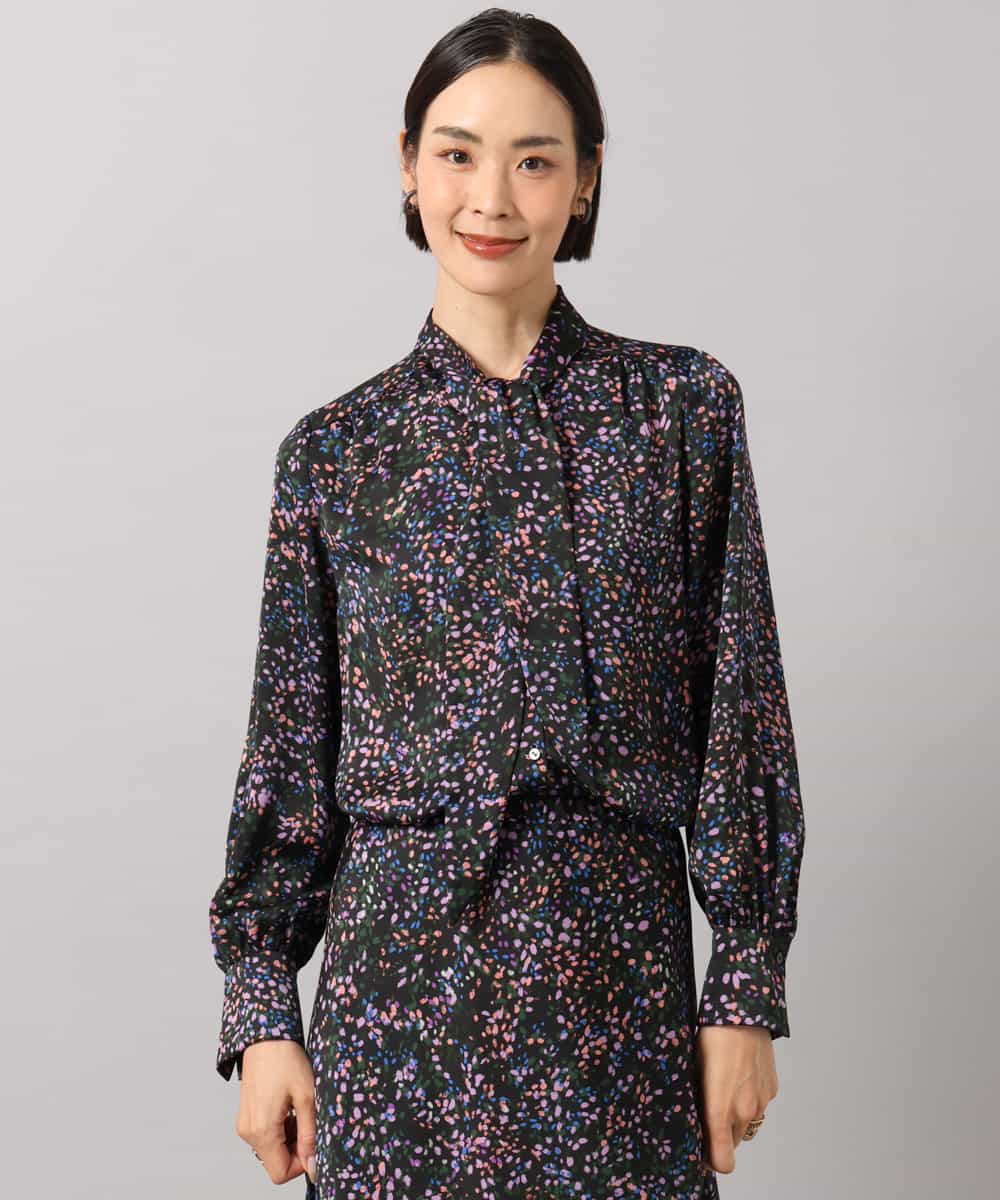 FMBAG44260 MICHEL KLEIN(ミッシェルクラン) [セットアップ対応]ドットプリントボウタイブラウス ブラック