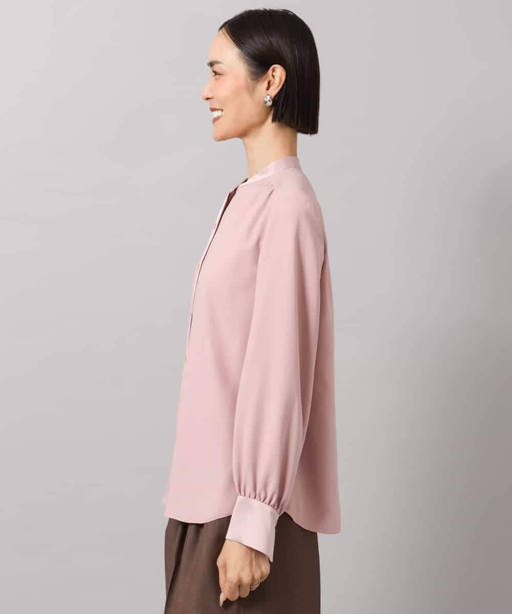 FMBAG50260 MICHEL KLEIN(ミッシェルクラン) バンドカラーサテンブラウス ピンク