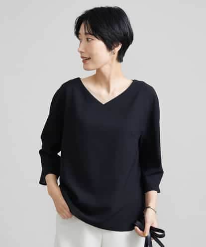 FMBAV15180 MICHEL KLEIN ［定番素材］Vネックポプリンブラウス
