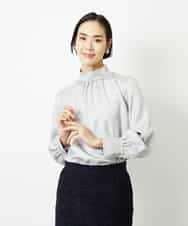 FMBBD01260 MICHEL KLEIN(ミッシェルクラン) ギャザーディテールブラウス ライトグレー