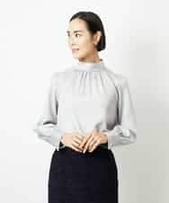 FMBBD01260 MICHEL KLEIN(ミッシェルクラン) ギャザーディテールブラウス ライトグレー