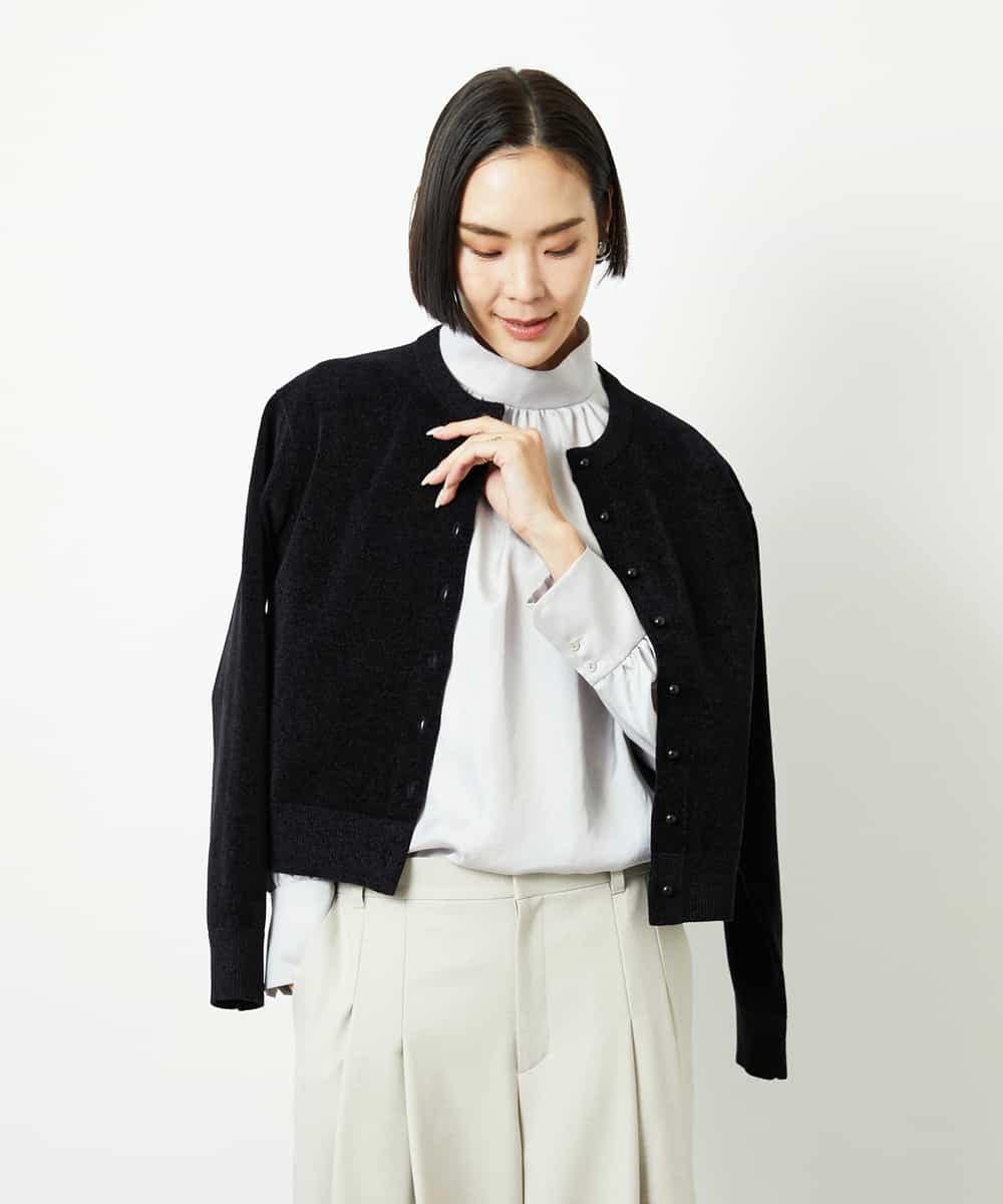 FMBBD01260 MICHEL KLEIN(ミッシェルクラン) ギャザーディテールブラウス ライトグレー