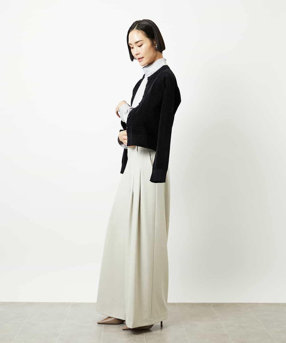 FMBBD01260 MICHEL KLEIN(ミッシェルクラン) ギャザーディテールブラウス ライトグレー